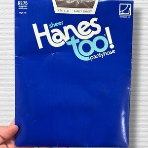 Vintage 1985 Hanes Too Sheer Pantyhose Size C-D Barely There Reinforced Toe